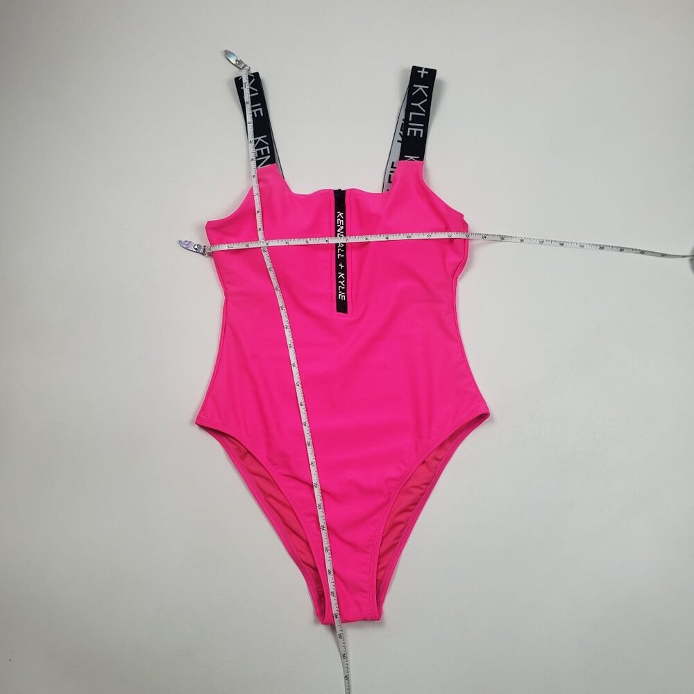 Kendall and Kylie One Piece Swimsuit Women's Medium Neon Pink & Black Call Out - Picture 7 of 16